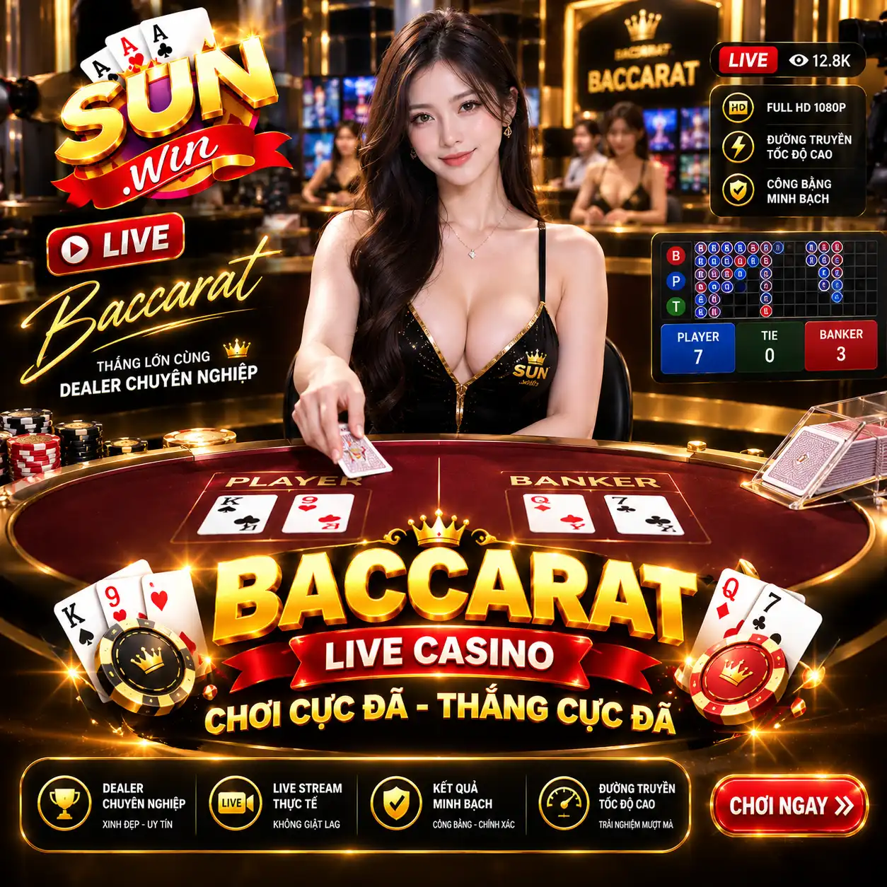 Game bài Baccarat Sunwin Livestream tốc độ cao